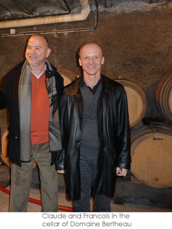 Claude and Francois in the cellar of Domaine Bertheau